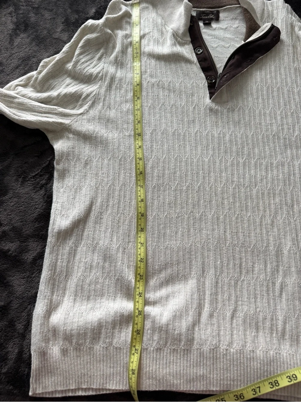 Tasso Elba Cream Quarter zip 100% supima cotton lightweight Sweater